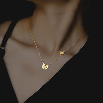 New Korean version titanium steel butterfly necklace ins super immortal temperament female collarbone chain personality versatile internet celebrity same style Ainuua