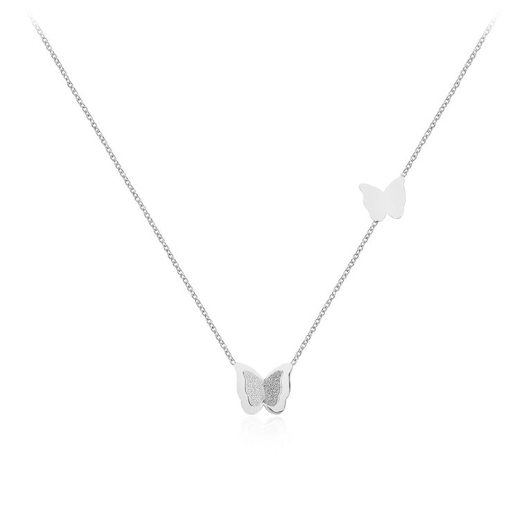 New Korean version titanium steel butterfly necklace ins super immortal temperament female collarbone chain personality versatile internet celebrity same style Ainuua