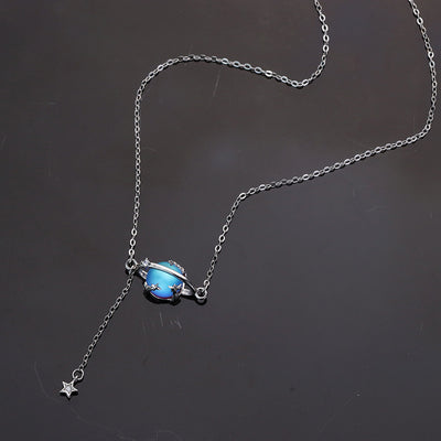 Moonstone Blue Earth Necklace ( S925 Sterling Silver) Ainuua