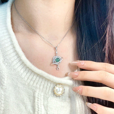 Dream Planet Pendant Star Clavicle Chain Necklace (S925 Sterling Silver) Ainuua