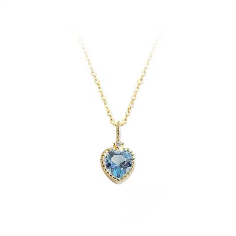 Love Sea Blue Zircon Stone Necklace Ainuua