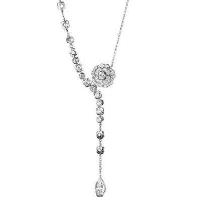 Diamond-encrusted camellia necklace (S925 silver) Ainuua