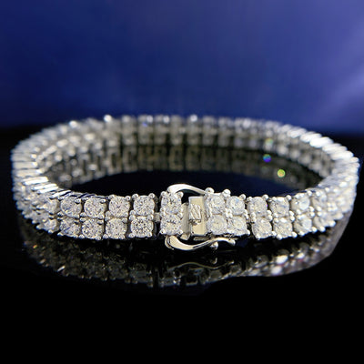 Mujing Jewelry 2023 new double row diamond bracelet couple model 925 silver luxury full diamond niche design European and American models Ainuua