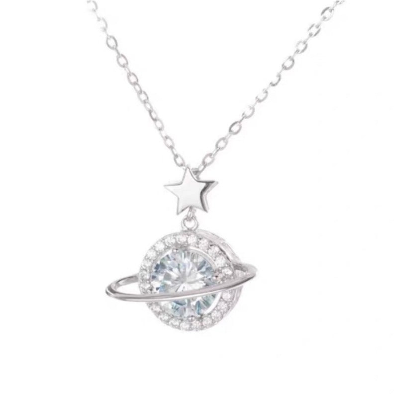 S925 sterling silver moissanite planet necklace moissanite Ainuua