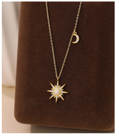 Octagram star moon necklace (S925 sterling silver)