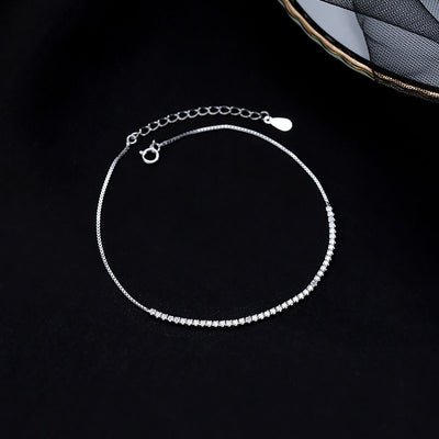 Tiki 925 sterling silver sparkling anklet feminine sense row diamond foot chain niche high-end sense 2022 new trend Ainuua