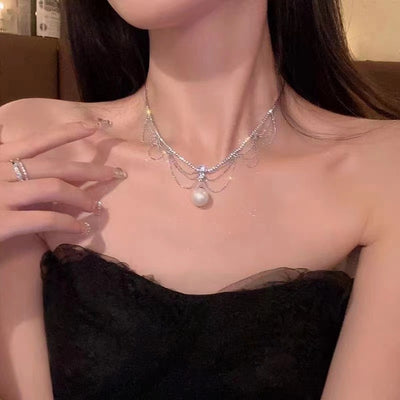 Zicron Pearl Tassel Necklace (Titanium steel) Ainuua