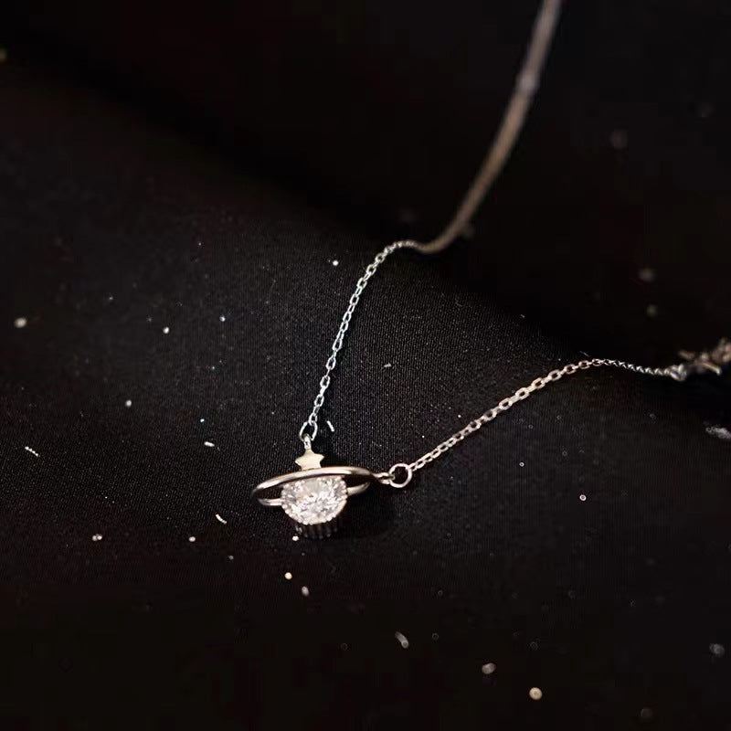 925 sterling silver planet necklace female 2023 new explosions star universe niche design sense clavicle necklace Ainuua