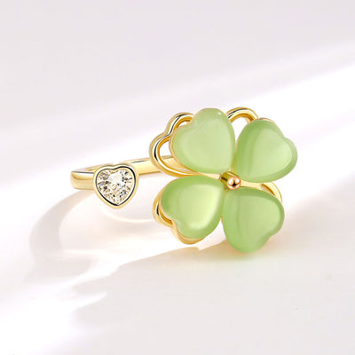 Rotating green opal flower ring Ainuua