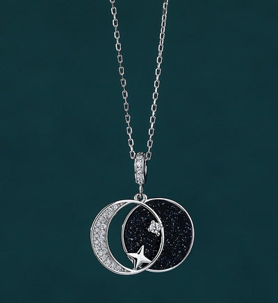 Moon-and-Star-Pearl-Necklace-S925-Silver Ainuua