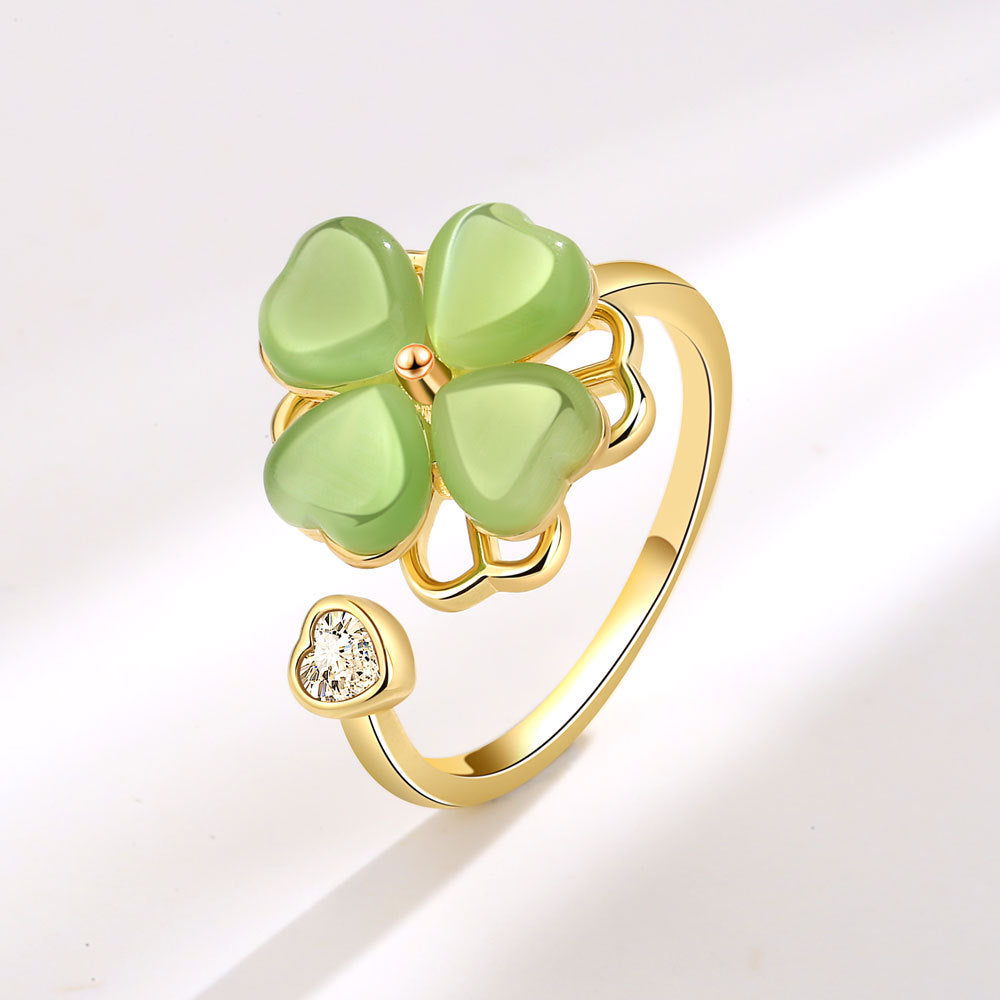Rotating green opal flower ring Ainuua