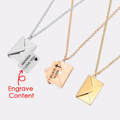 Custom Text Love Letter Envelope Pendant Confession Locket Necklace Jewelry Special Gifts For Women Teens Girlfriend Wife Lover Ainnua