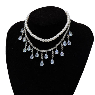 Diamond Drop Pearl Necklace Ainuua