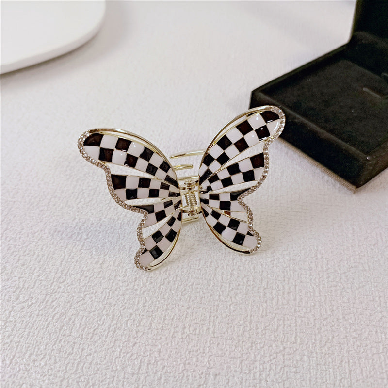 Checkerboard Butterfly Hair Clip Ainuua