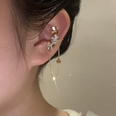 Fashionable Micro-set Zircon Flower Chain Earrings ainuua