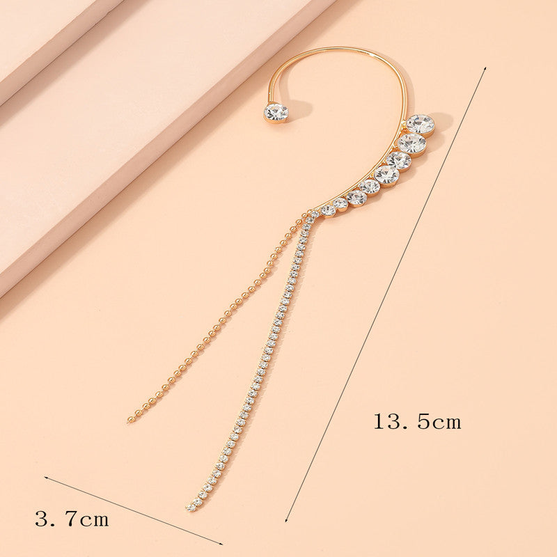 Diamond-studded tassel ear clips Ainuua