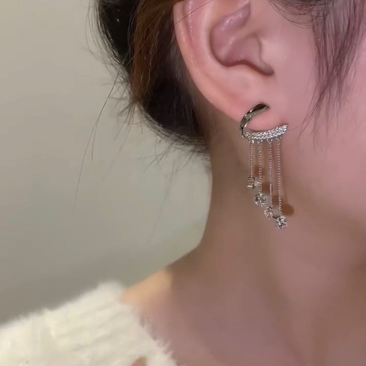 Rhinestone Tassel Earrings Ainuua