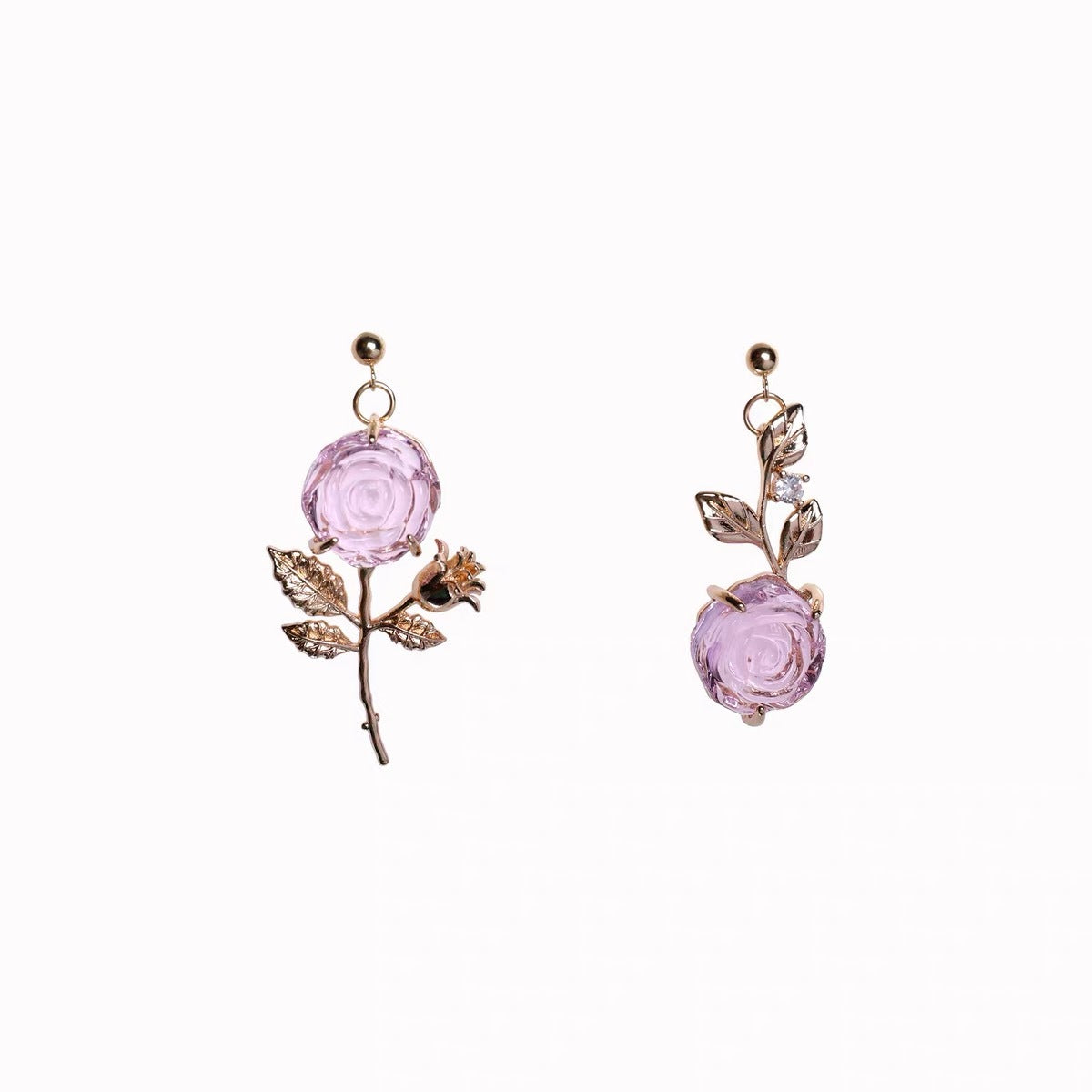 Nightingale And Rose Stunning Rose Asymmetrical Earrings Ainuua