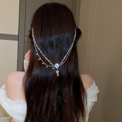 Pearl Crystal Water Drop Double Layer Hair Clip Ainuua