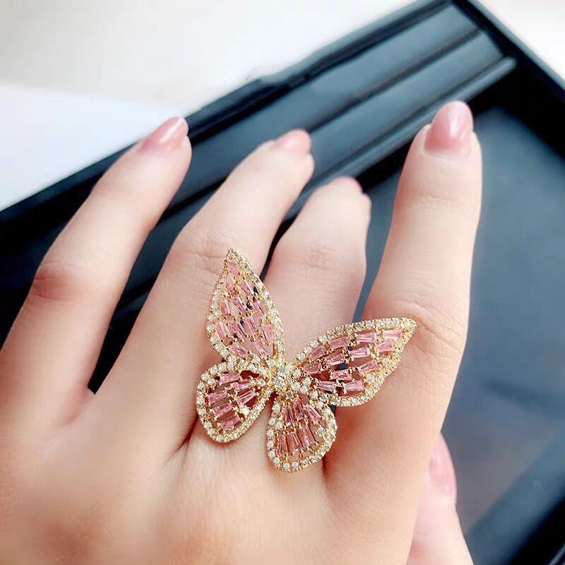 Micro-set zircon butterfly ring CJ