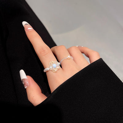 Pearl Elastic Rope Two-piece Ring Ainnua