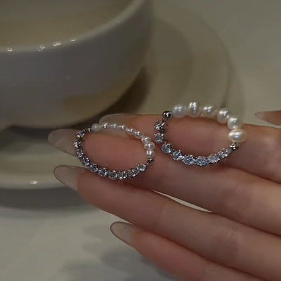 Natural Freshwater Pearl Diamond Splice Ring Ainnua