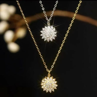 Rotatable Sunflower Necklace Full Of Diamonds Ainnua