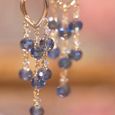 Antique Zircon Blue Crystal Bead Earrings Ainuua