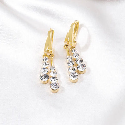Gold Plated Round Diamond Fringed Metal Earrings Ainuua