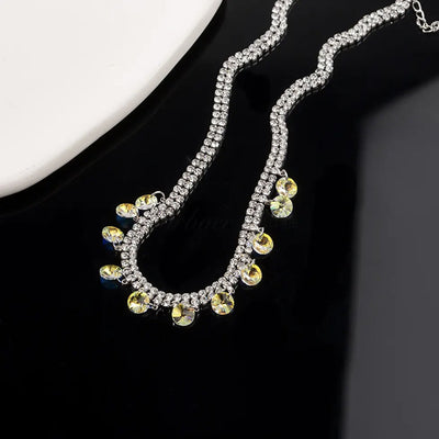 Trendy Iridescent Diamond Double Layer Necklace Ainuua