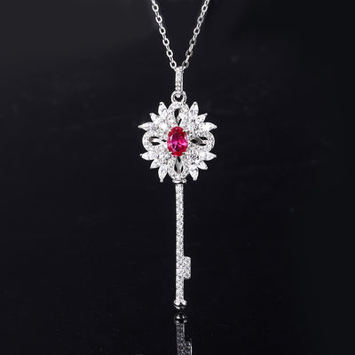 Pigeon Blood Ruby Sapphire Full Diamond Collarbone Chain (Key Chain) Ainuua