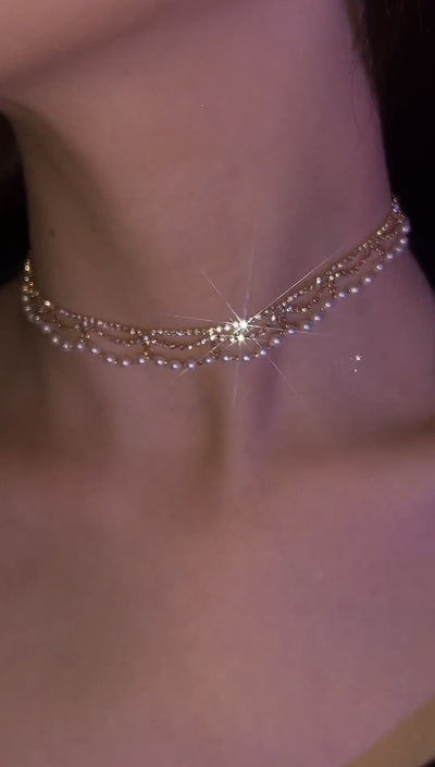 Pearl Collarbone Chain Necklace Ainnua