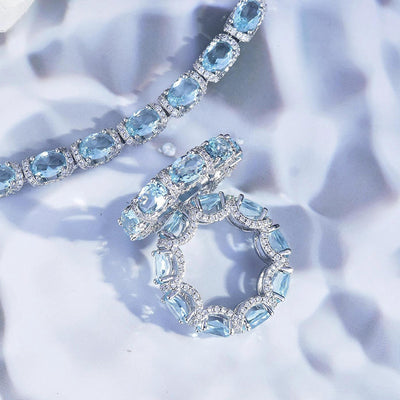 Galaxy Princess Lace Lace Aquamarine Bracelet Color Treasure Ring Ainnua