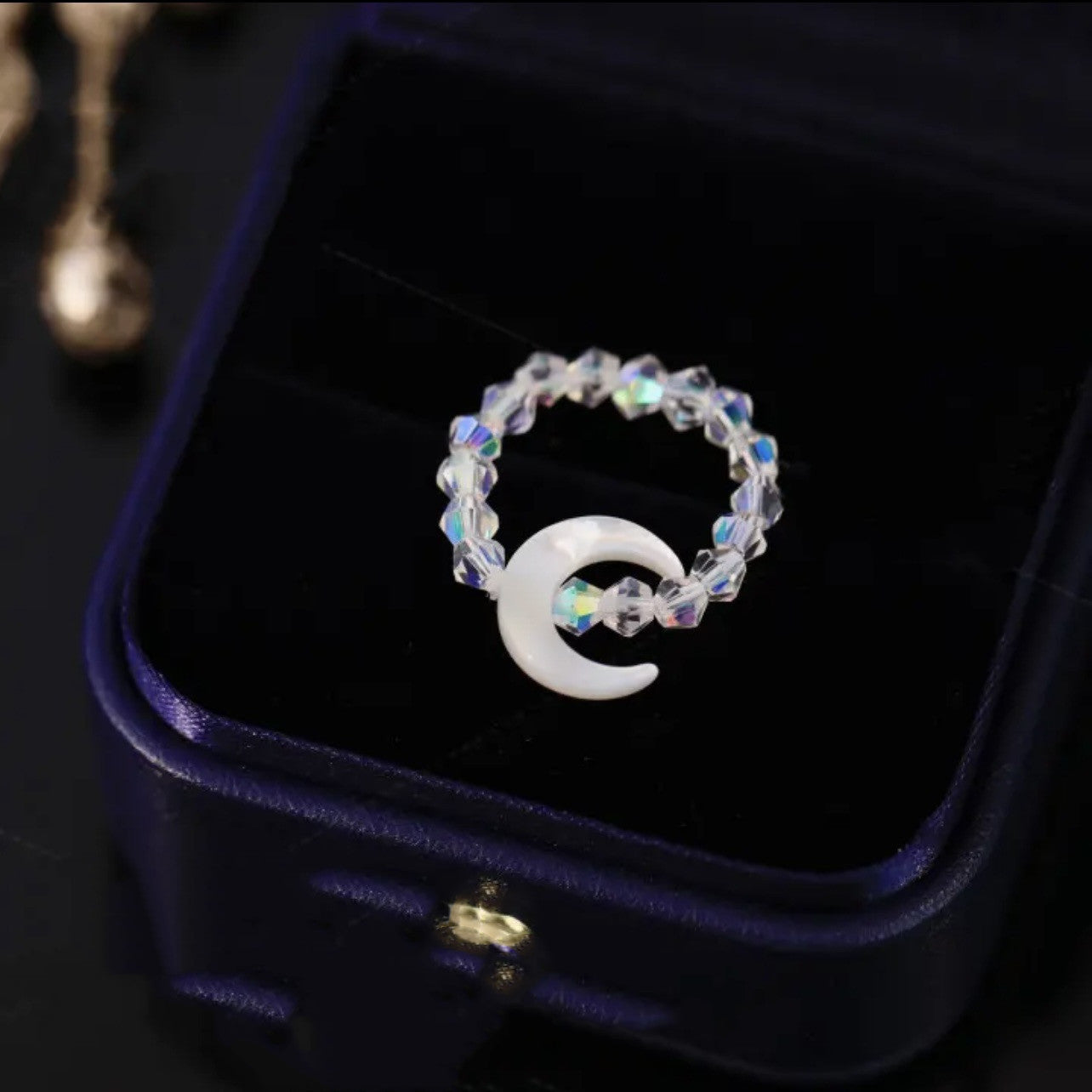 Shell Moon Crystal Ring Bracelet Set Ainuua