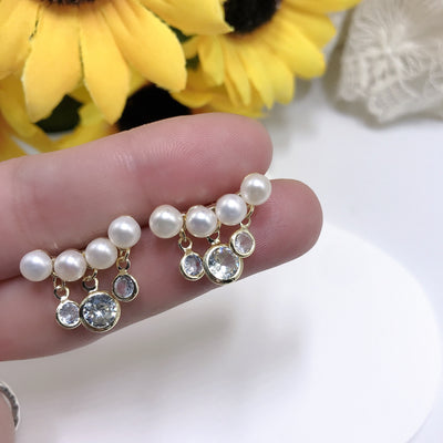 Multi-bead Zircon Pearl Earrings Ainuua