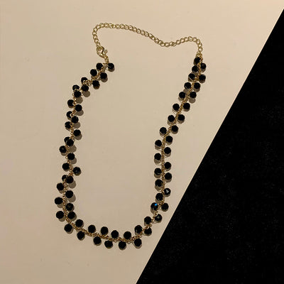 Black Crystal Knitted Necklace and Bracelet Ainuua