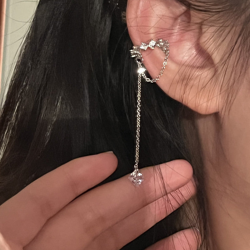 Crown long tassel ear clip Ainuua
