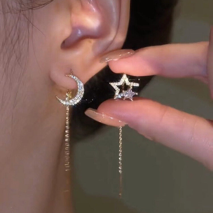 Star Moon Tassel Earrings Ainuua