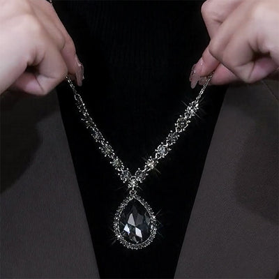 Grey Crystal Pendant Necklace Ainuua