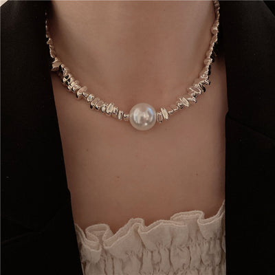 Broken silver Pearl pendant triangle broken silver necklaces Ainuua