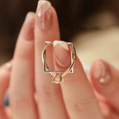 Square double-layered rose gold diamond ring Ainuua
