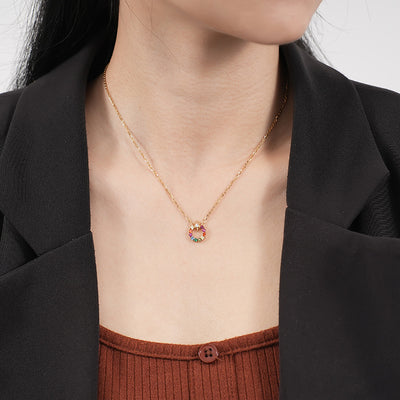 925 Sterling Silver Necklace Octagonal Star Necklace Female Niche Temperament Color Zircon Clavicle Chain iYoowe DropShipping