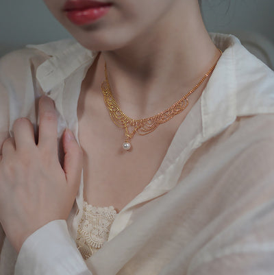 Bead Chain Pearl Necklace Ainuua