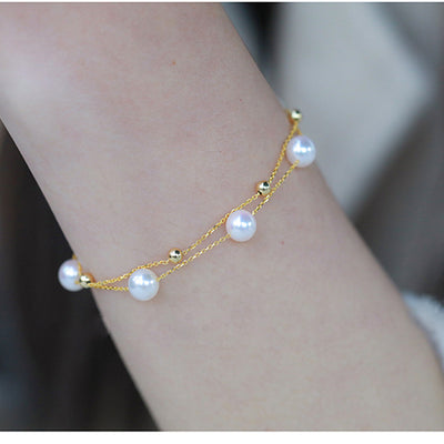 Bright gold bean pearl bracelet Ainuua