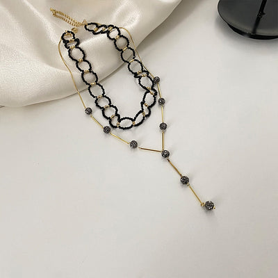 Braided necklace with brick and crystal Ainuua