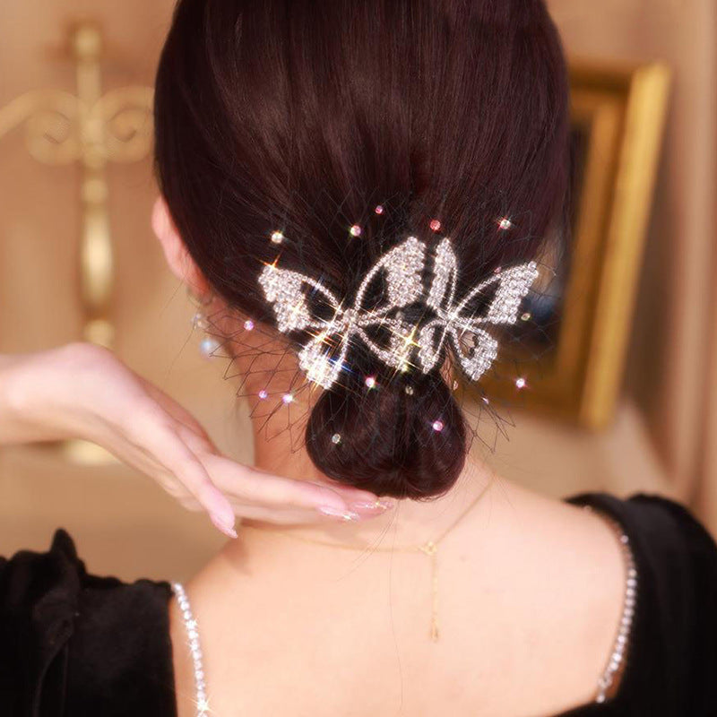 Diamond-set butterfly hairpin Ainuua
