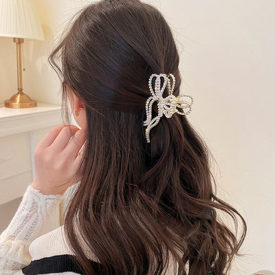 Crystal Pearl Bow-knot Hair Clip Ainuua