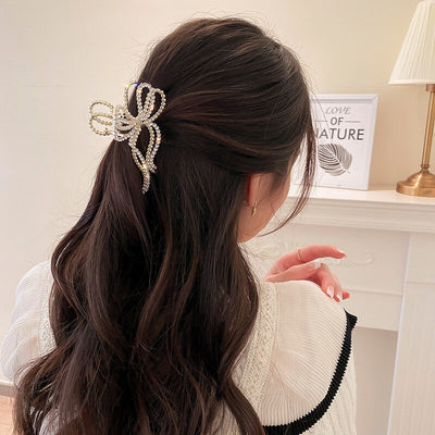 Crystal Pearl Bow-knot Hair Clip Ainuua