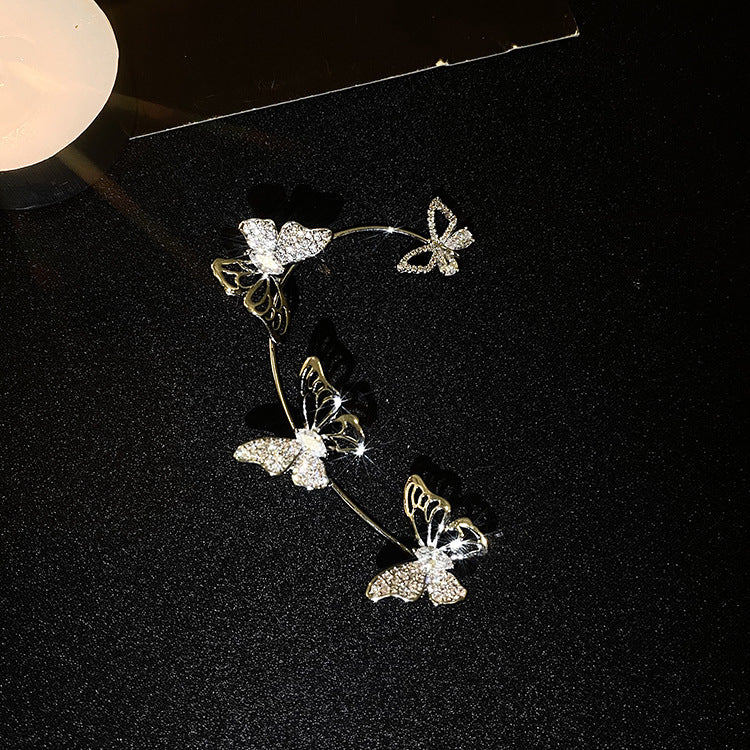 Hollowed-out Diamond Butterfly Earrings Ainuua