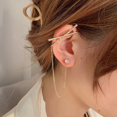 French Diamond Ear Tassel Earrings Ainuua
